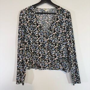 Boden Women’s Floral Long-Sleeve V-Neck Blouse | Size 8